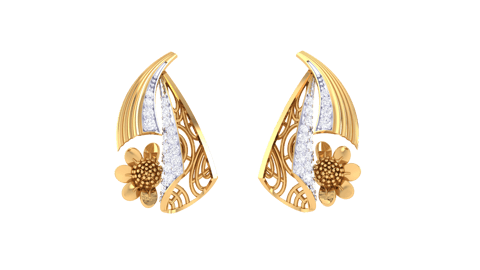 Twinkling Tuberose Twirls Diamond Earrings