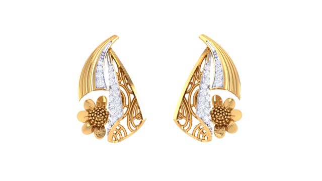 Twinkling Tuberose Twirls Diamond Earrings